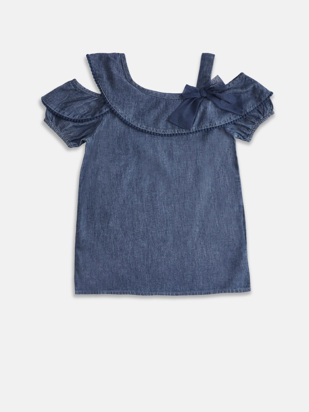 

Pantaloons Junior Girls Blue Pure Cotton Top