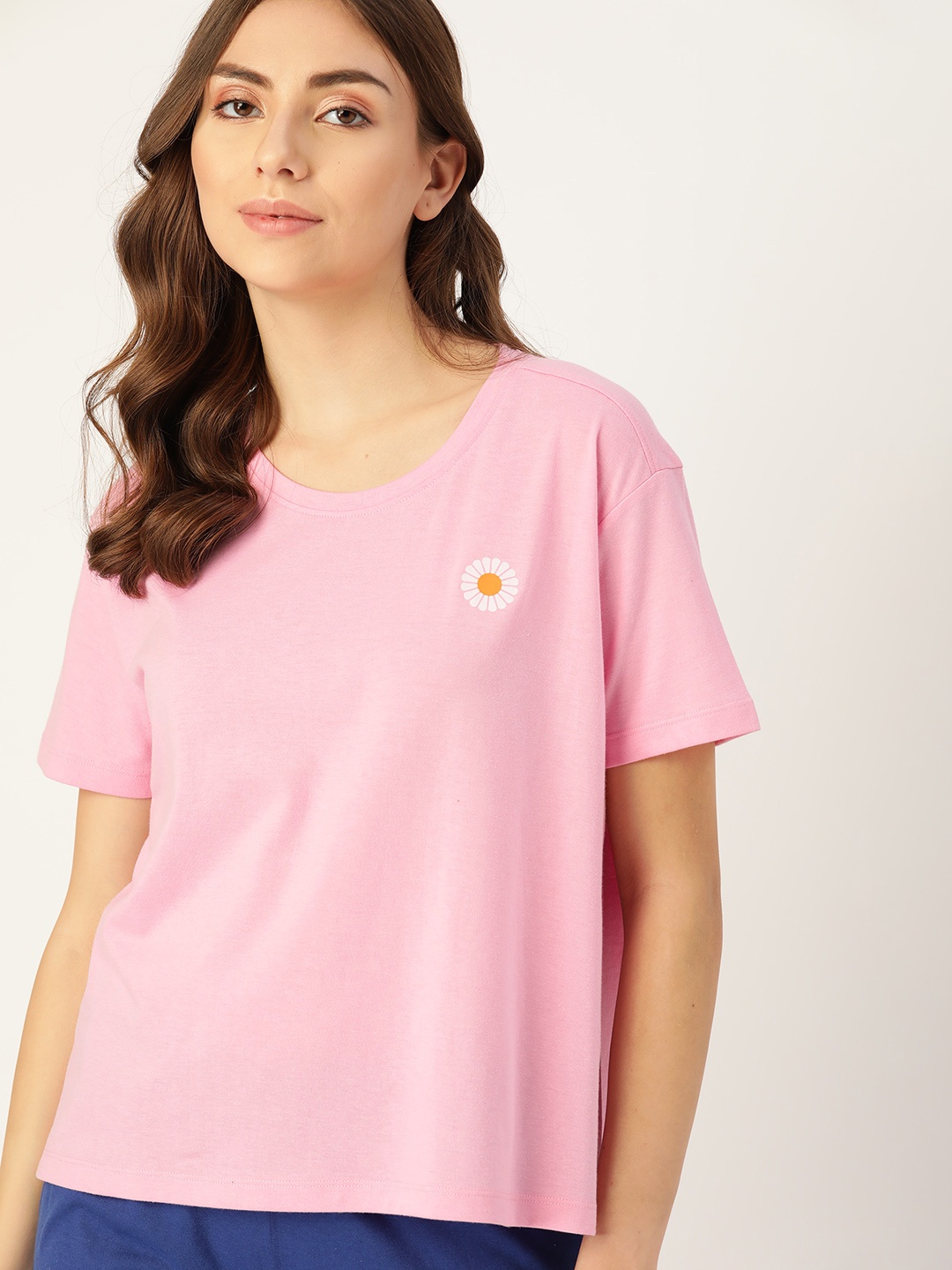

DressBerry Women Pink Drop-Shoulder Sleeves Boxy T-shirt