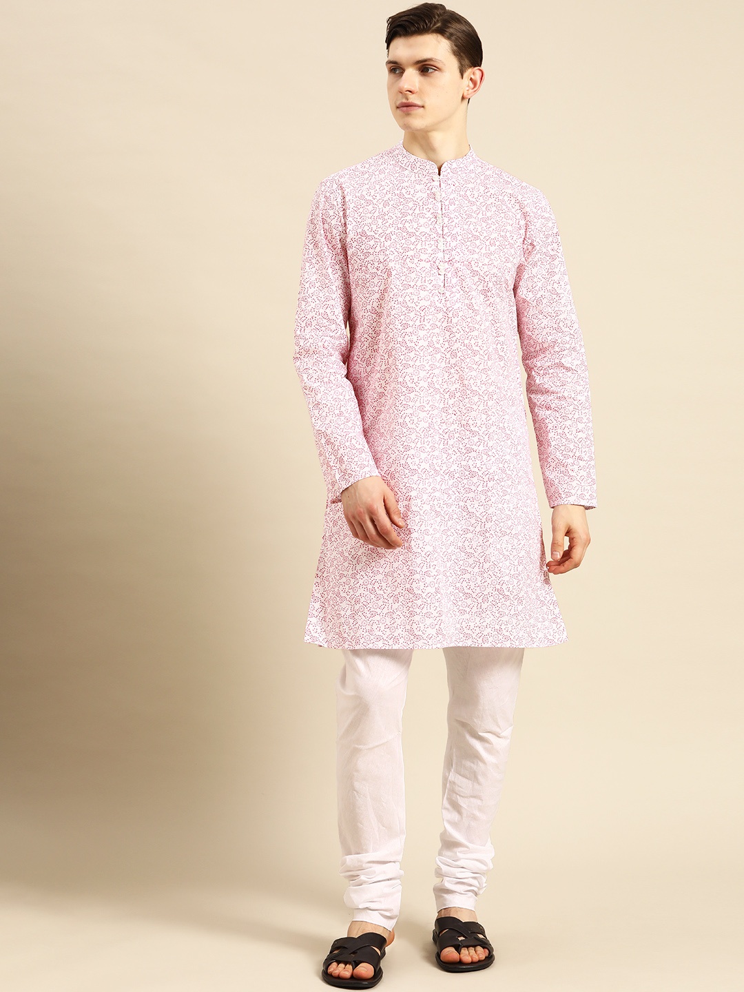 

Anouk Men White Ethnic Motifs Printed Pure Cotton Kurta with Churidar