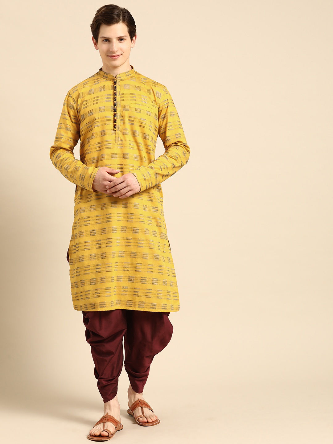 

Anouk Men Yellow Embroidered Kurta with Patiala