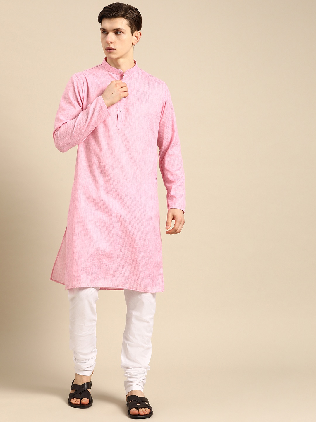 

Anouk Men Pink Kurta with Churidar