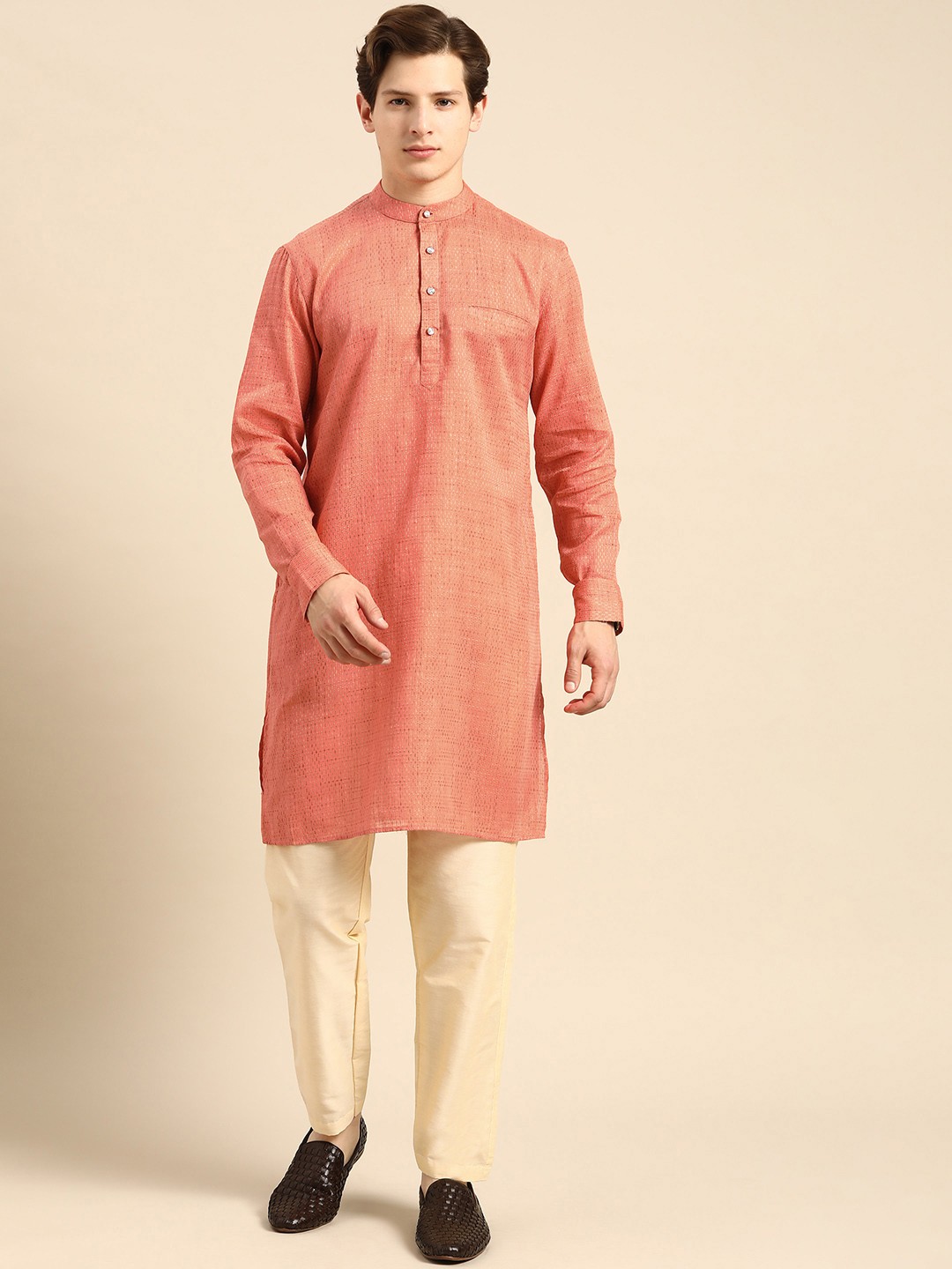 

Anouk Men Peach-Coloured Kurta with Trousers