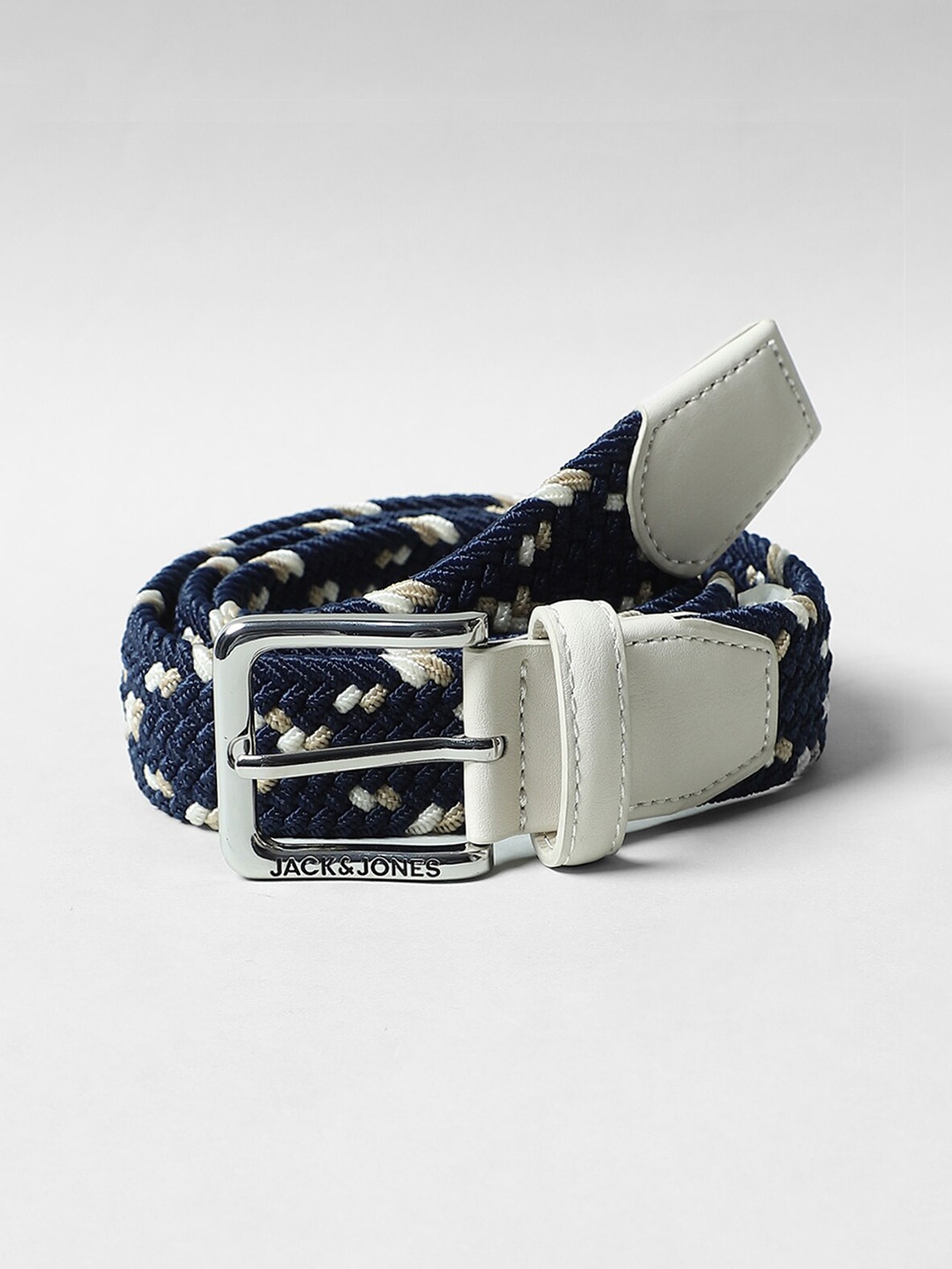 

Jack & Jones Men Navy Blue & White Braided Belt