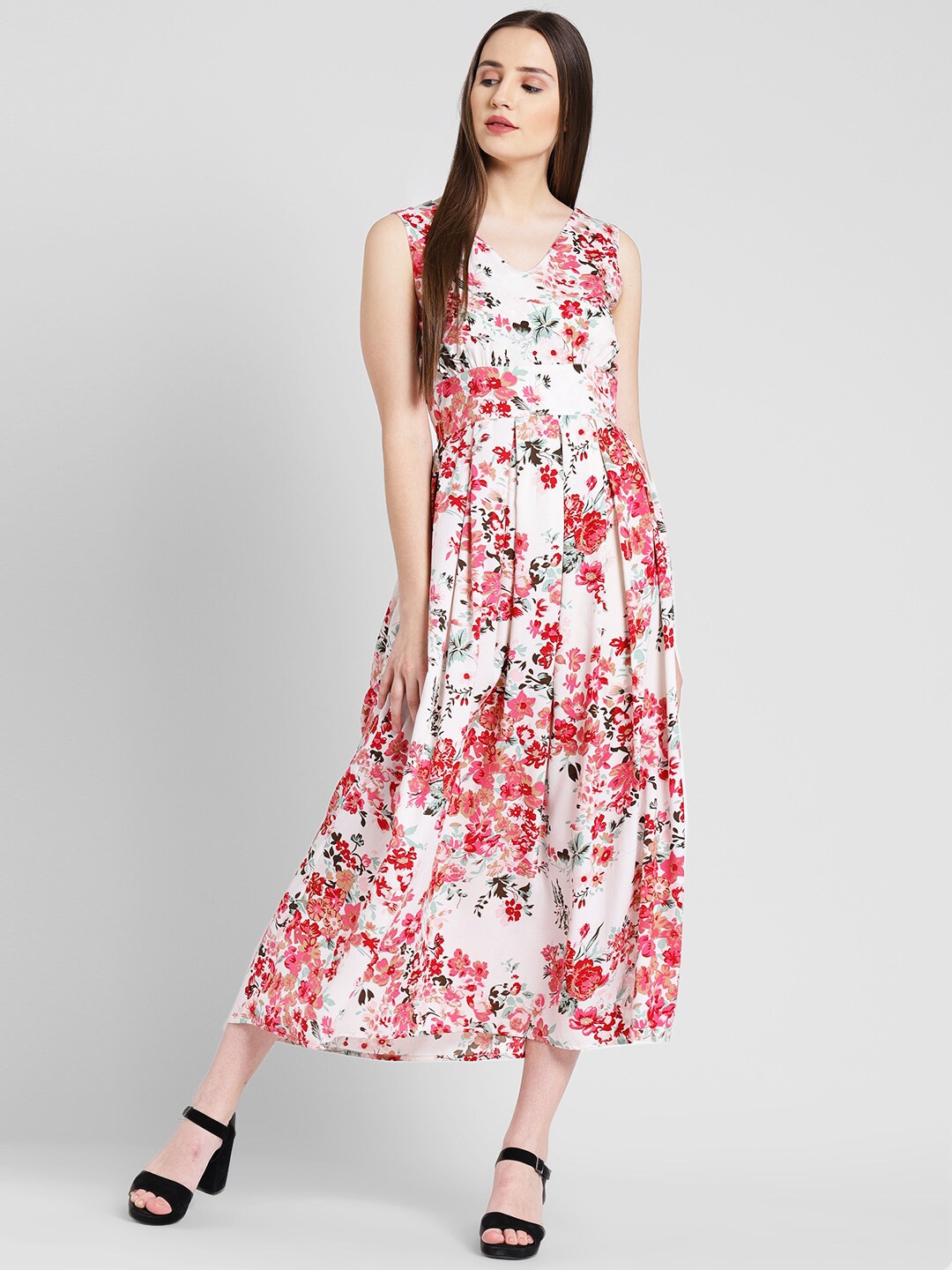 

DODO & MOA White Floral Crepe Maxi Dress