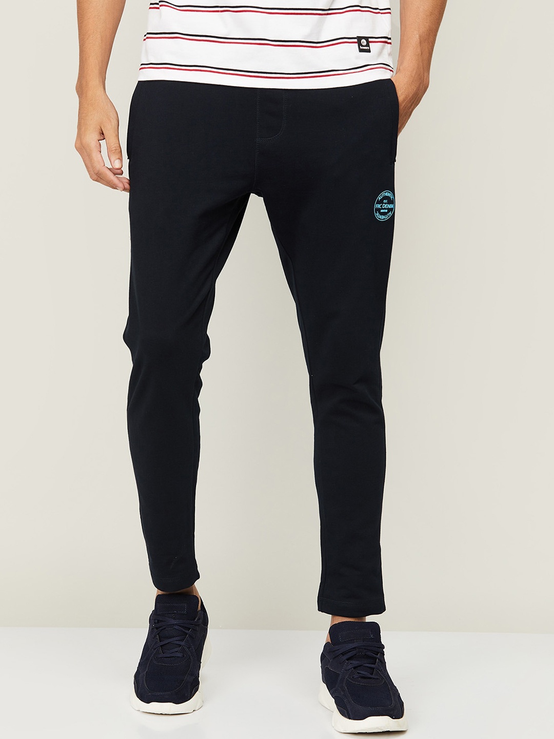 

Forca by Lifestyle Men Navy Blue Solid Slim-Fit Cotton Track Pants