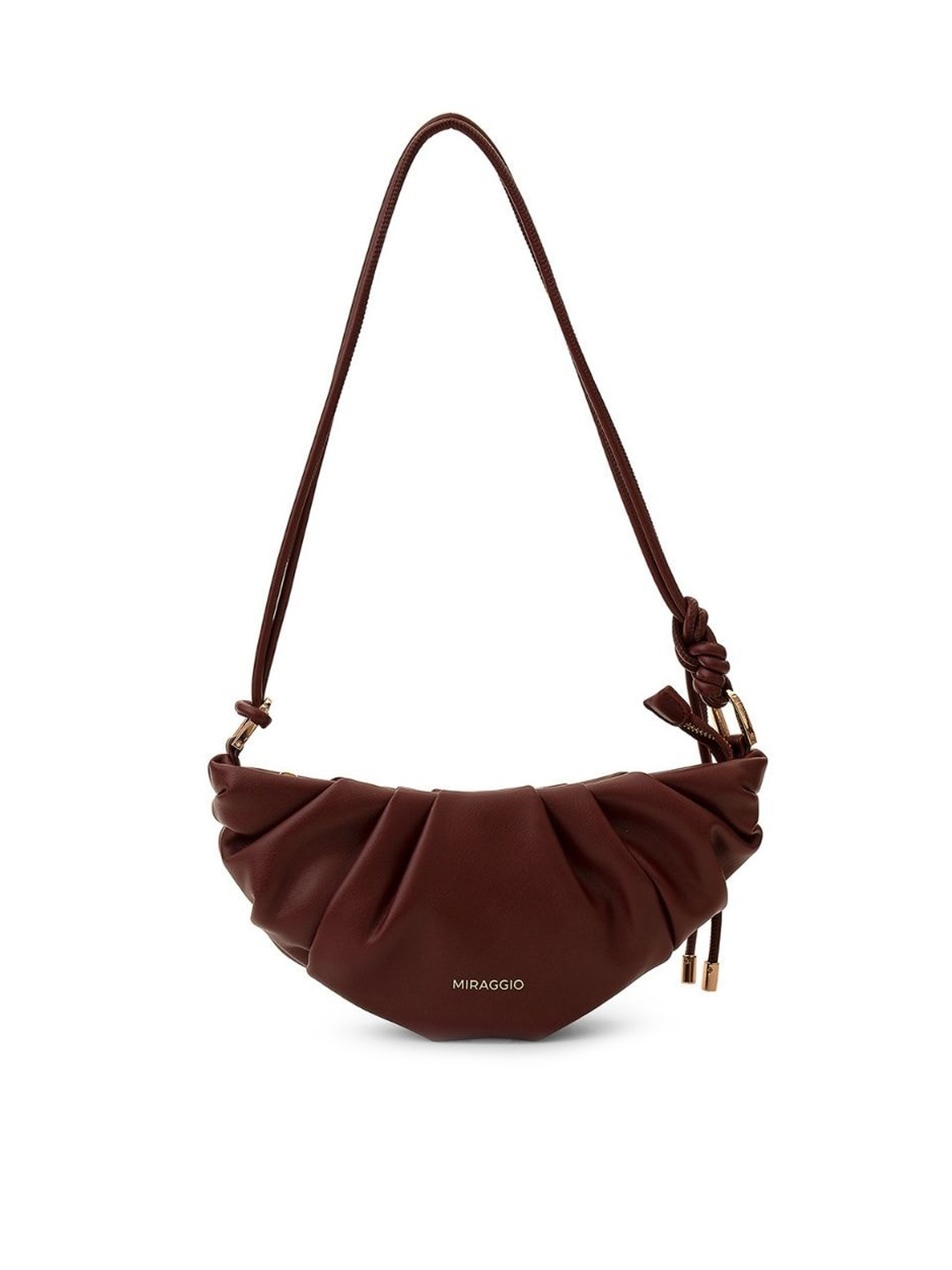 

MIRAGGIO Wine Half Moon Gathered Shoulder Bag, Maroon