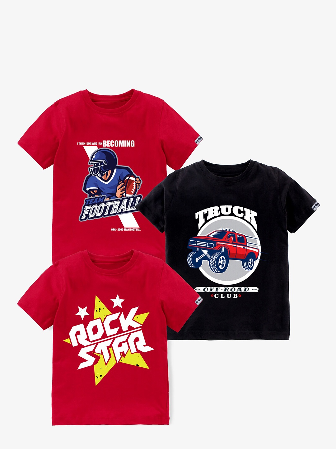 

Ardan Lucy Boys Pack of 3 Printed Regular Fit T-shirt, Multi