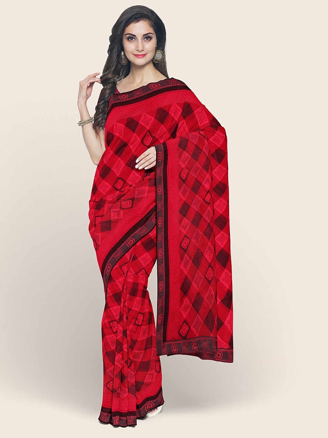 

Pothys Red & Black Printed Saree