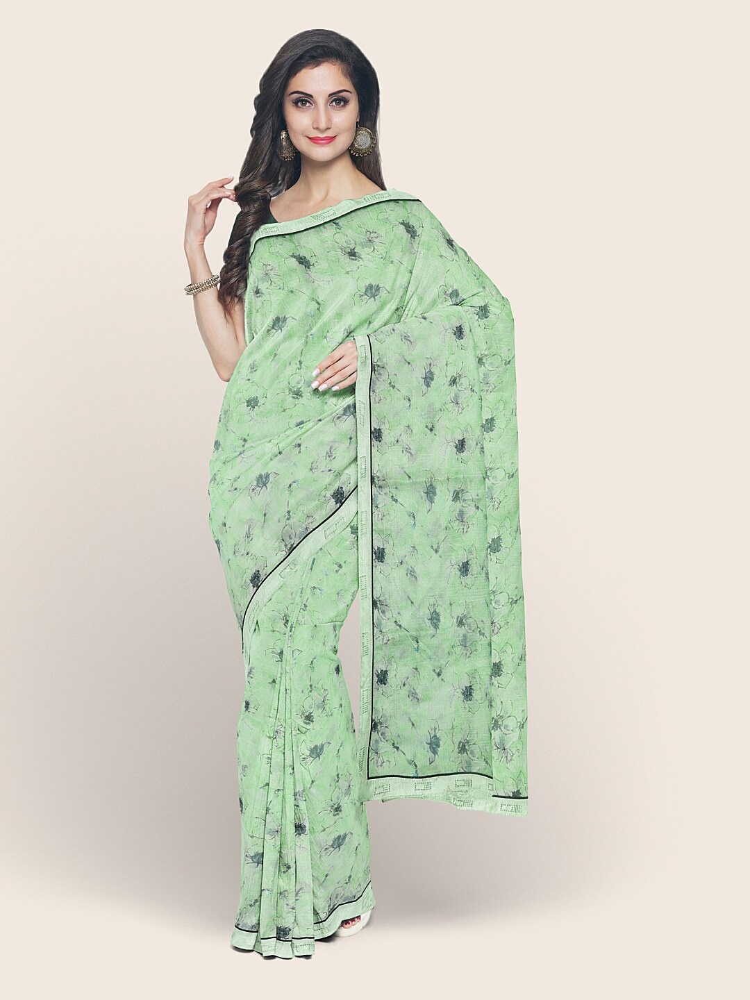 

Pothys Green Floral Printed Saree