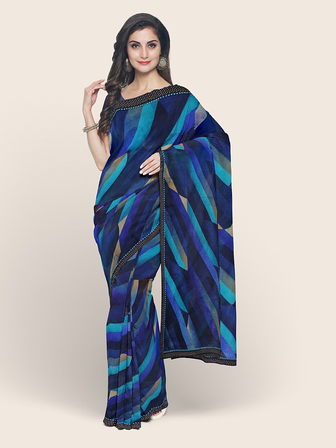 

Pothys Blue & Yellow Abstract Printed Saree