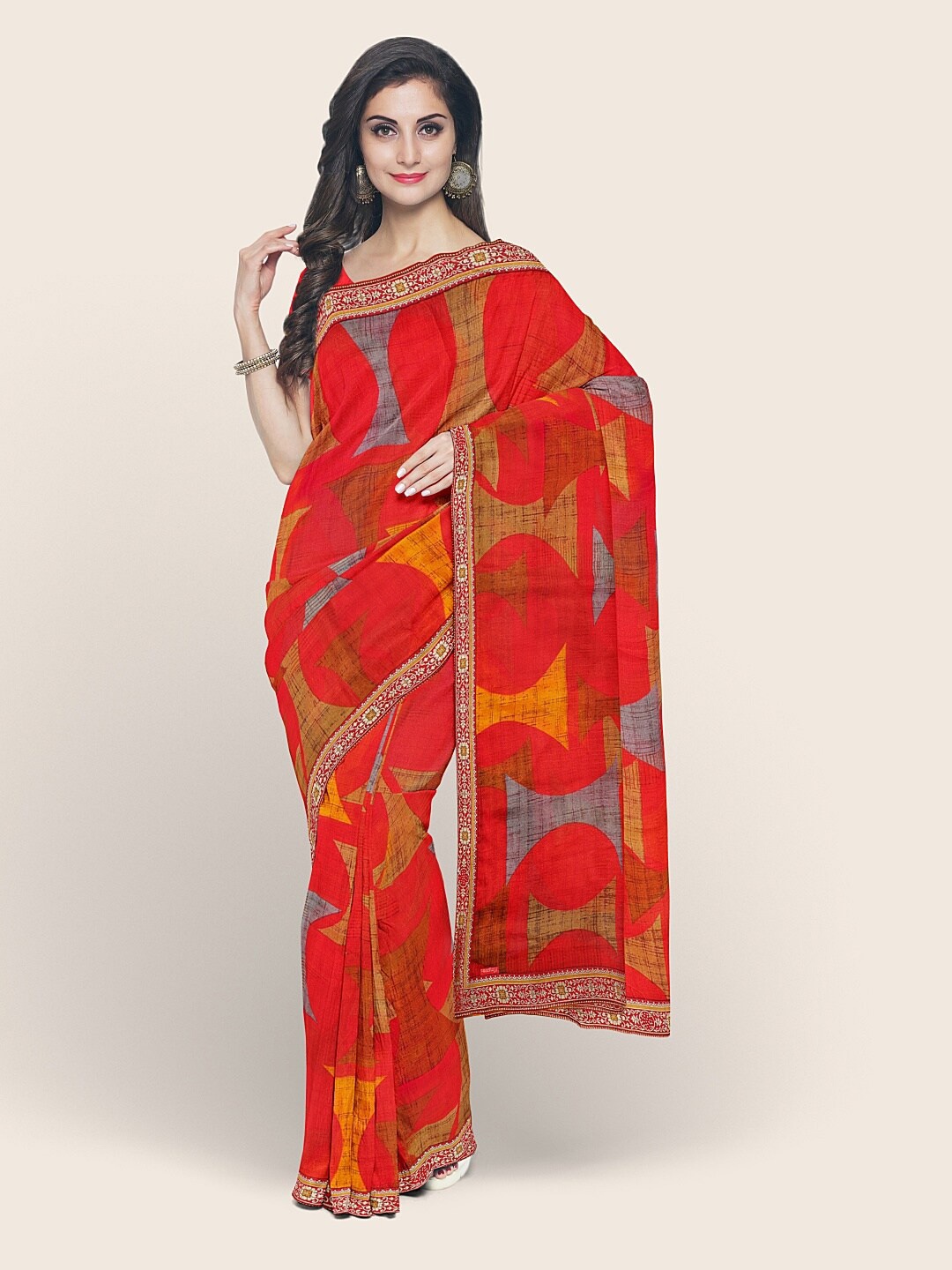

Pothys Red & Blue Printed Saree