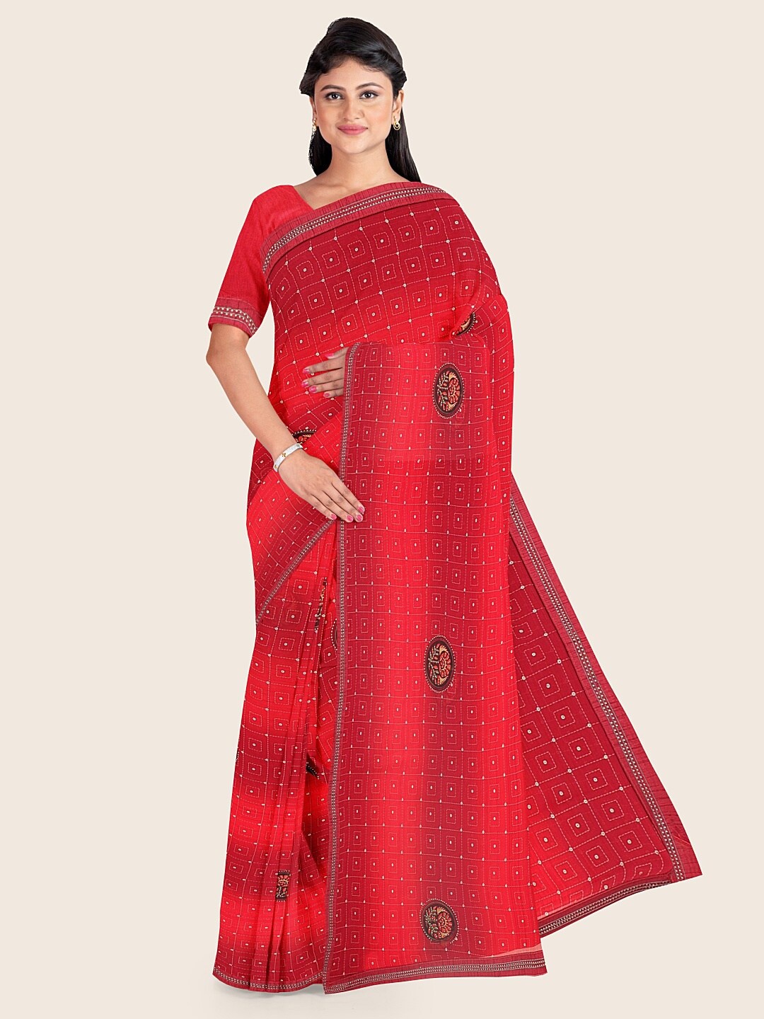 

Pothys Maroon & Violet Printed Saree