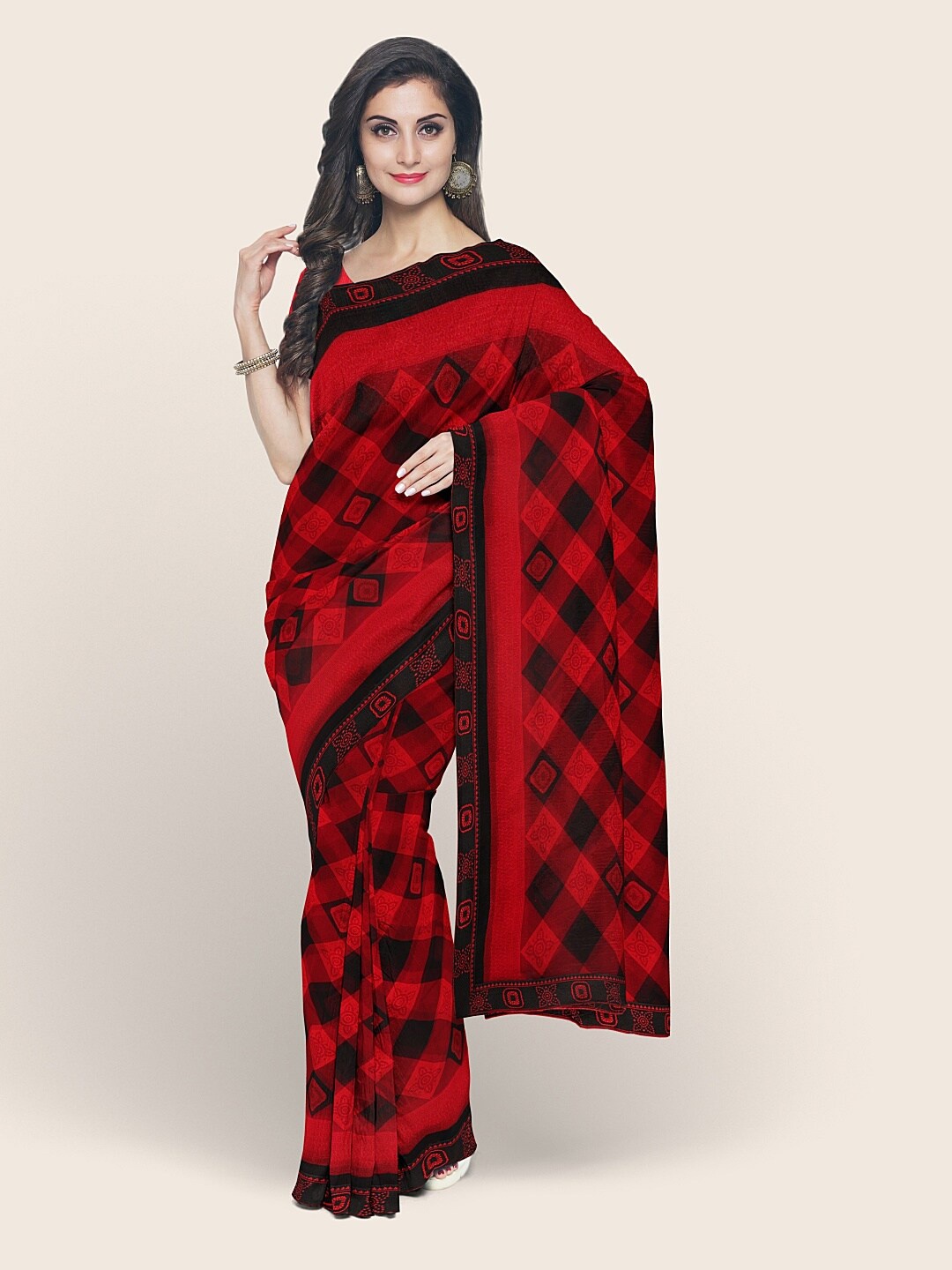 

Pothys Red & Black Printed Saree