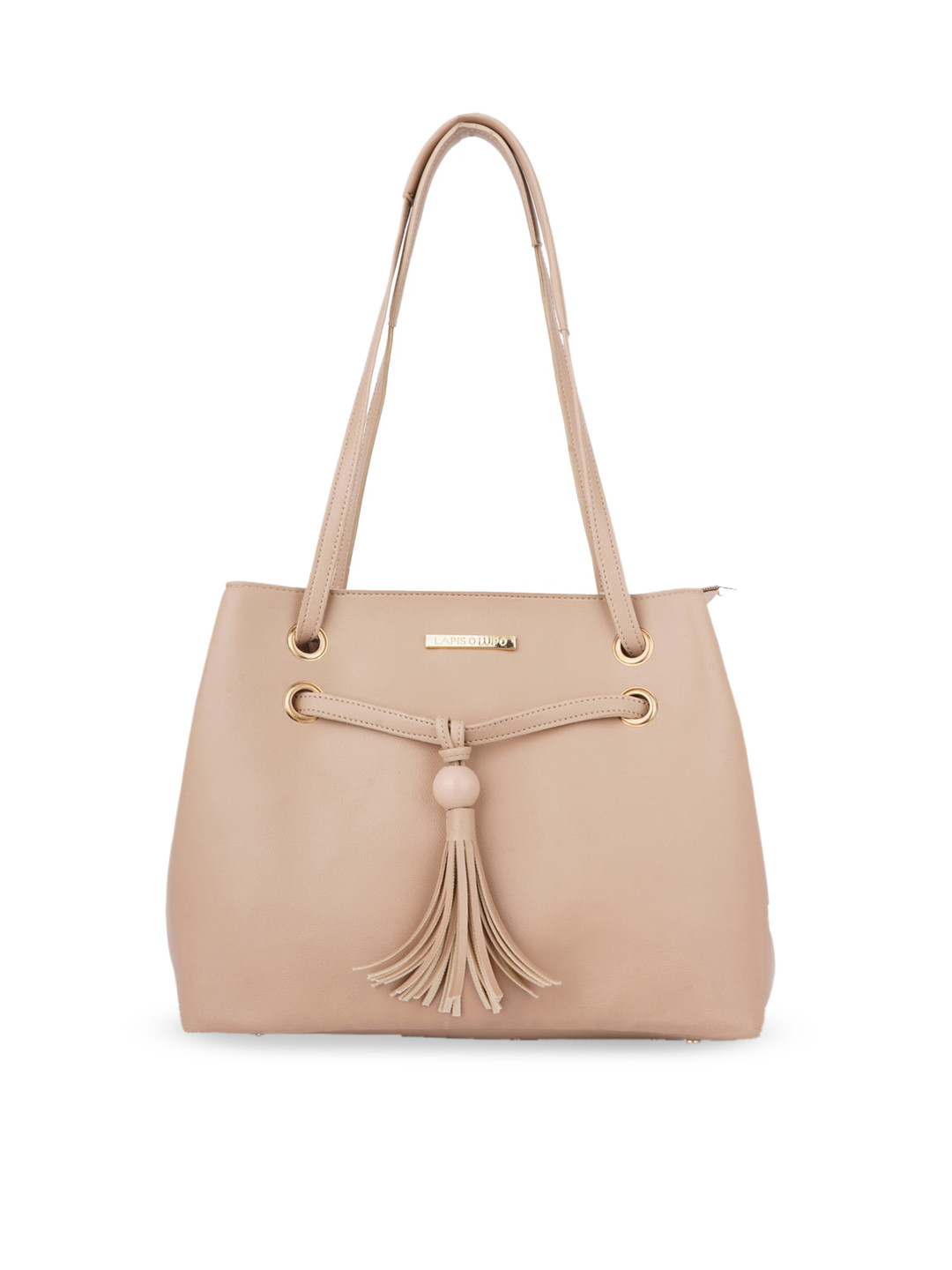 

Lapis O Lupo Women Beige Structured Shoulder Bag with Tassels