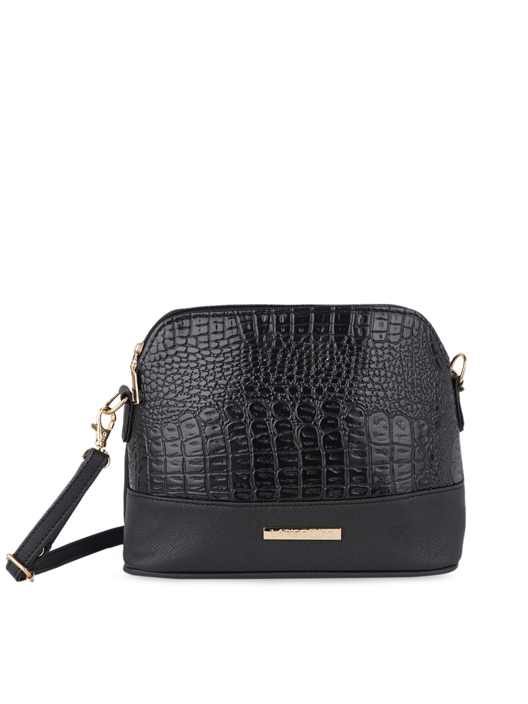 

Lapis O Lupo Black Textured Structured Sling Bag