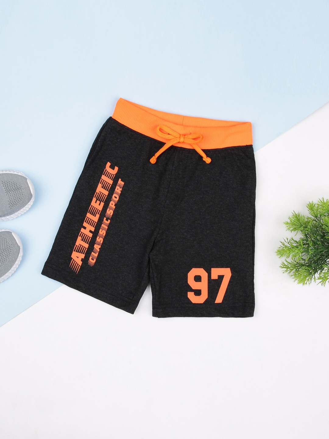 

ZION Boys Black Typography Printed Outdoor Sports Shorts