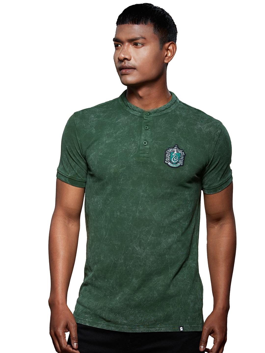 

The Souled Store Men Green Applique Cotton T-shirt