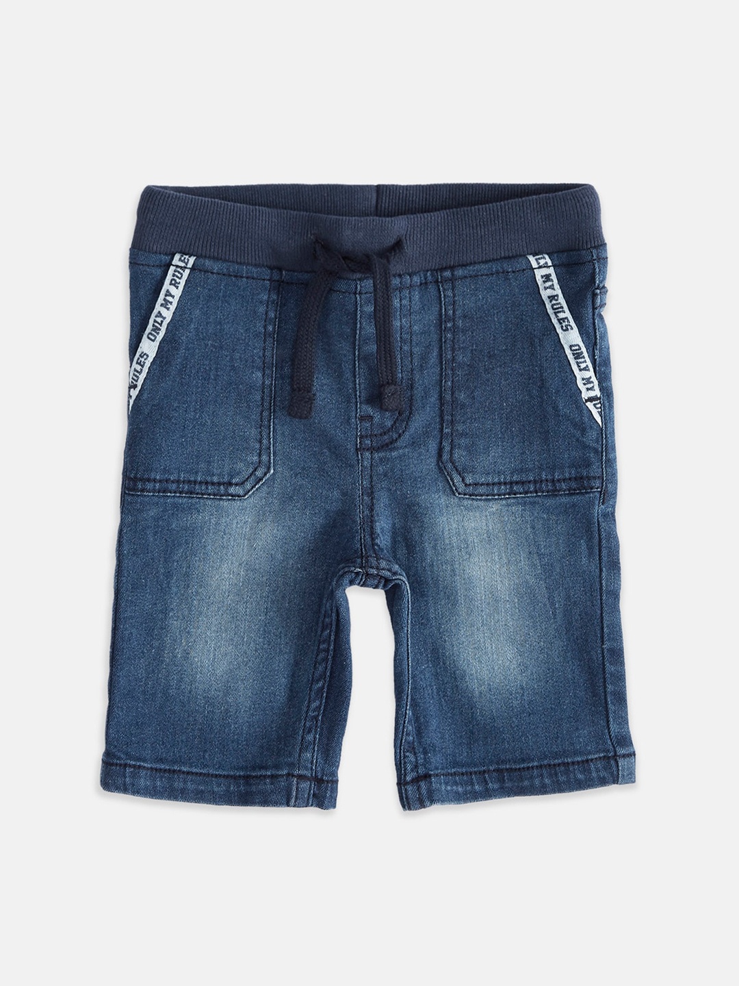 

Pantaloons Baby Boys Blue Solid Faded Fashion Pure Cotton Shorts
