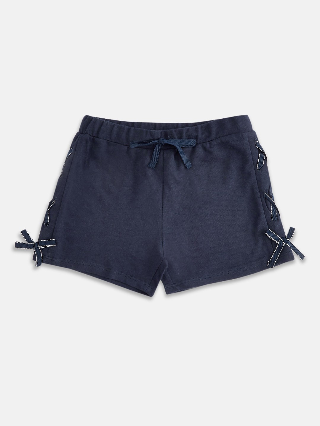 Pantaloons Junior Girls Navy Blue Solid Pure Cotton Shorts