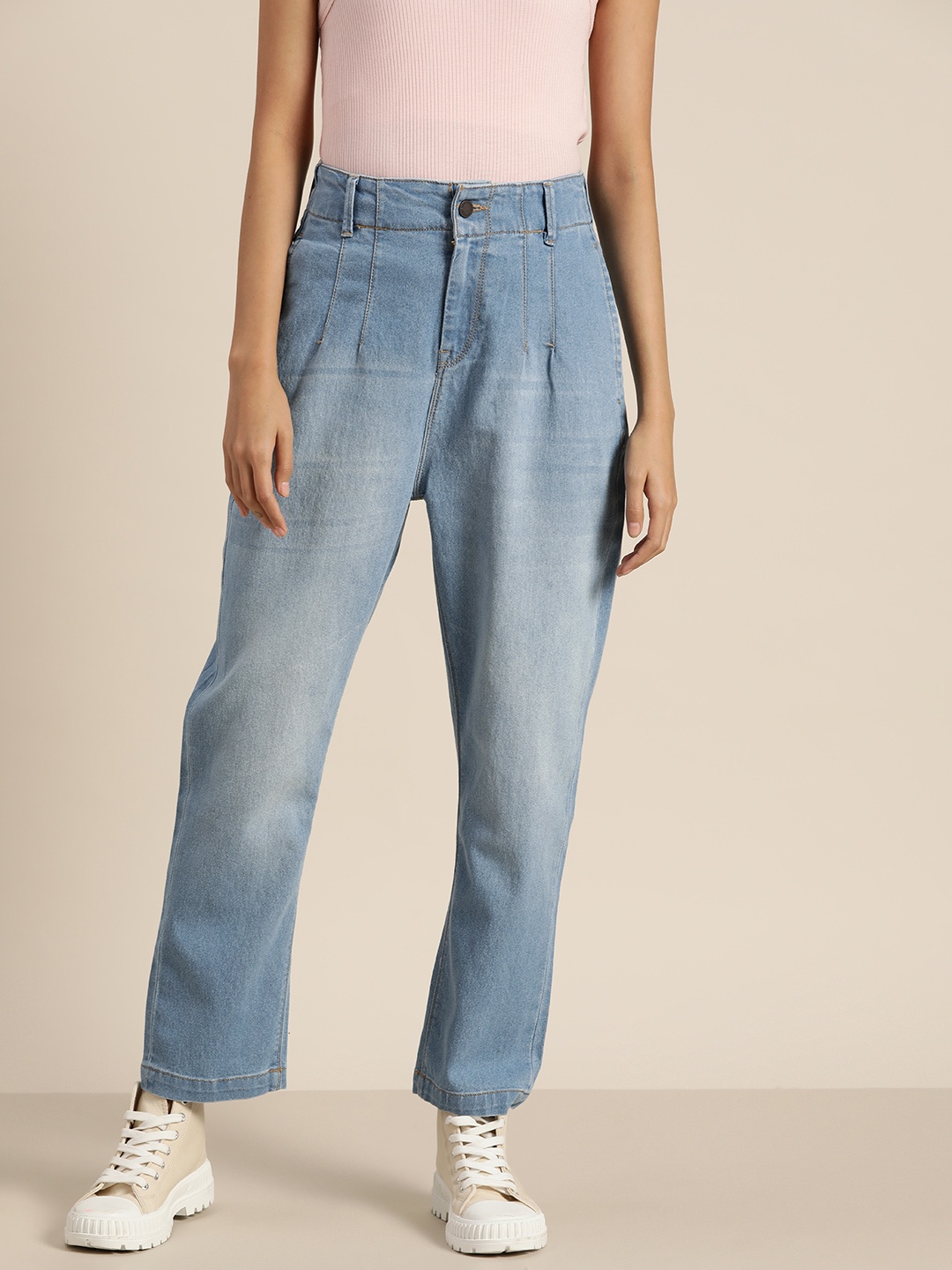 

Moda Rapido Women Relaxed Fit High Rise Light Fade Stretchable Jeans, Blue