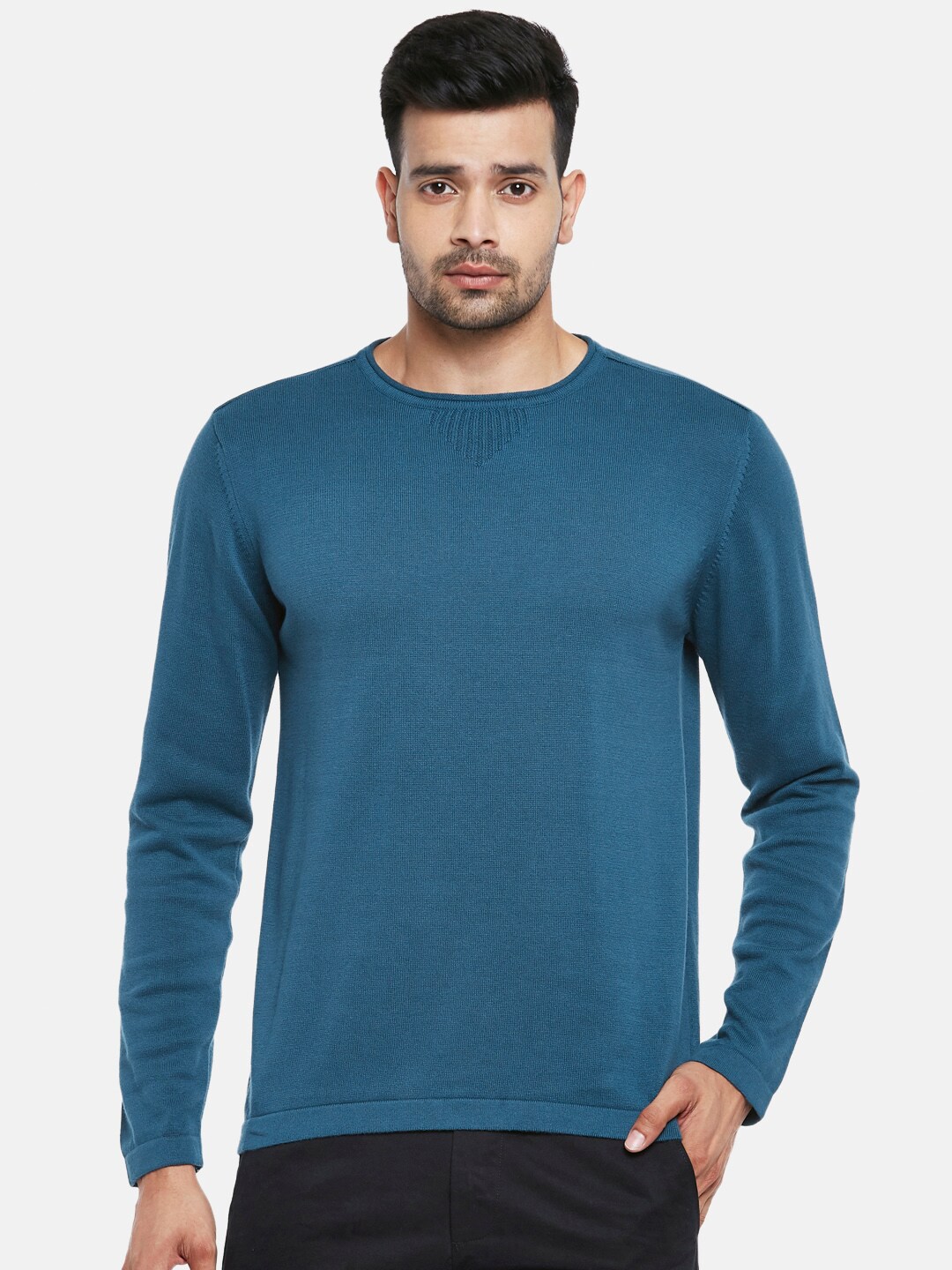

BYFORD by Pantaloons Men Teal Cotton Pullover