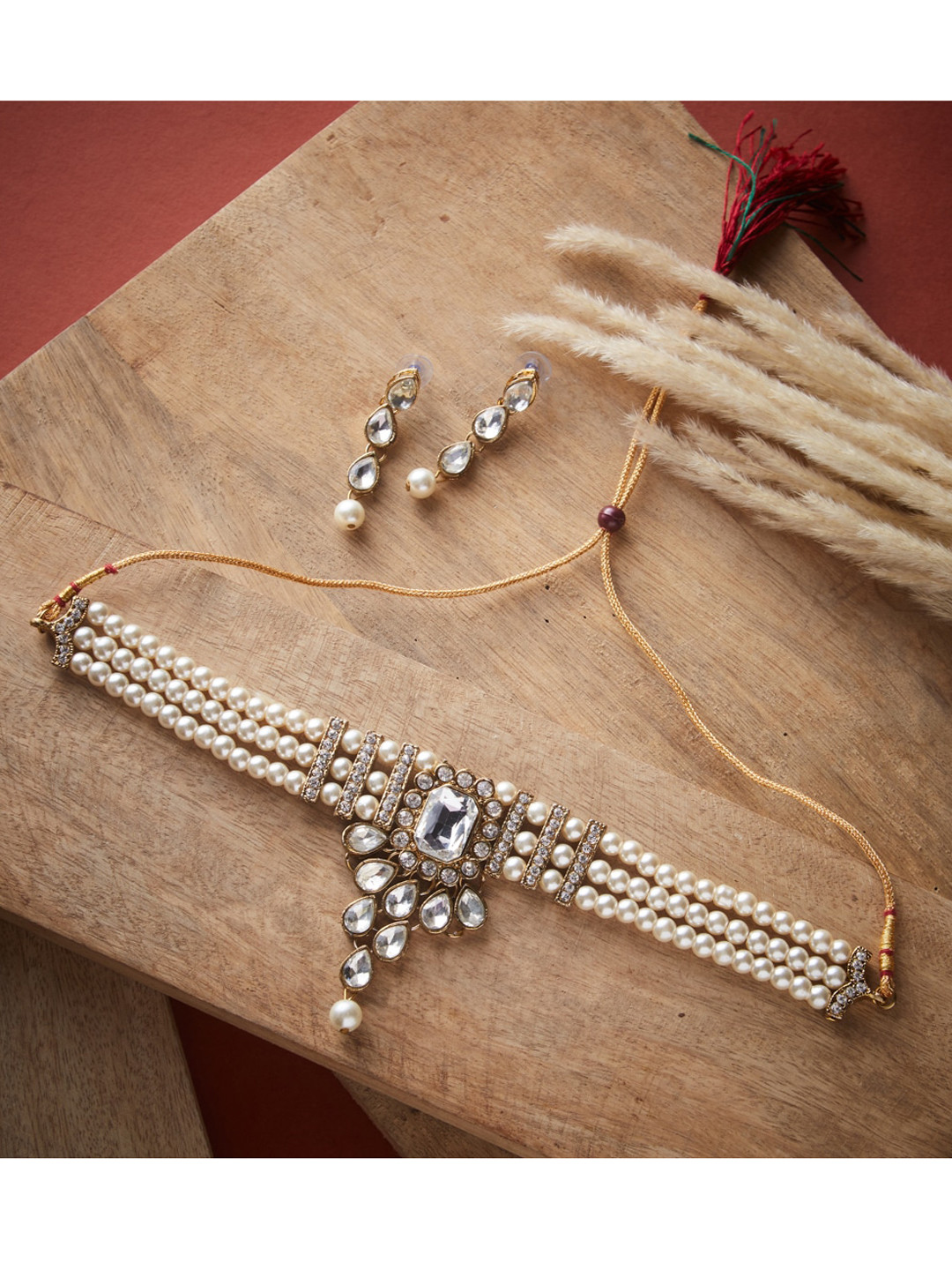 

ATIBELLE Gold-Plated Pearl Studded Jewelry Set