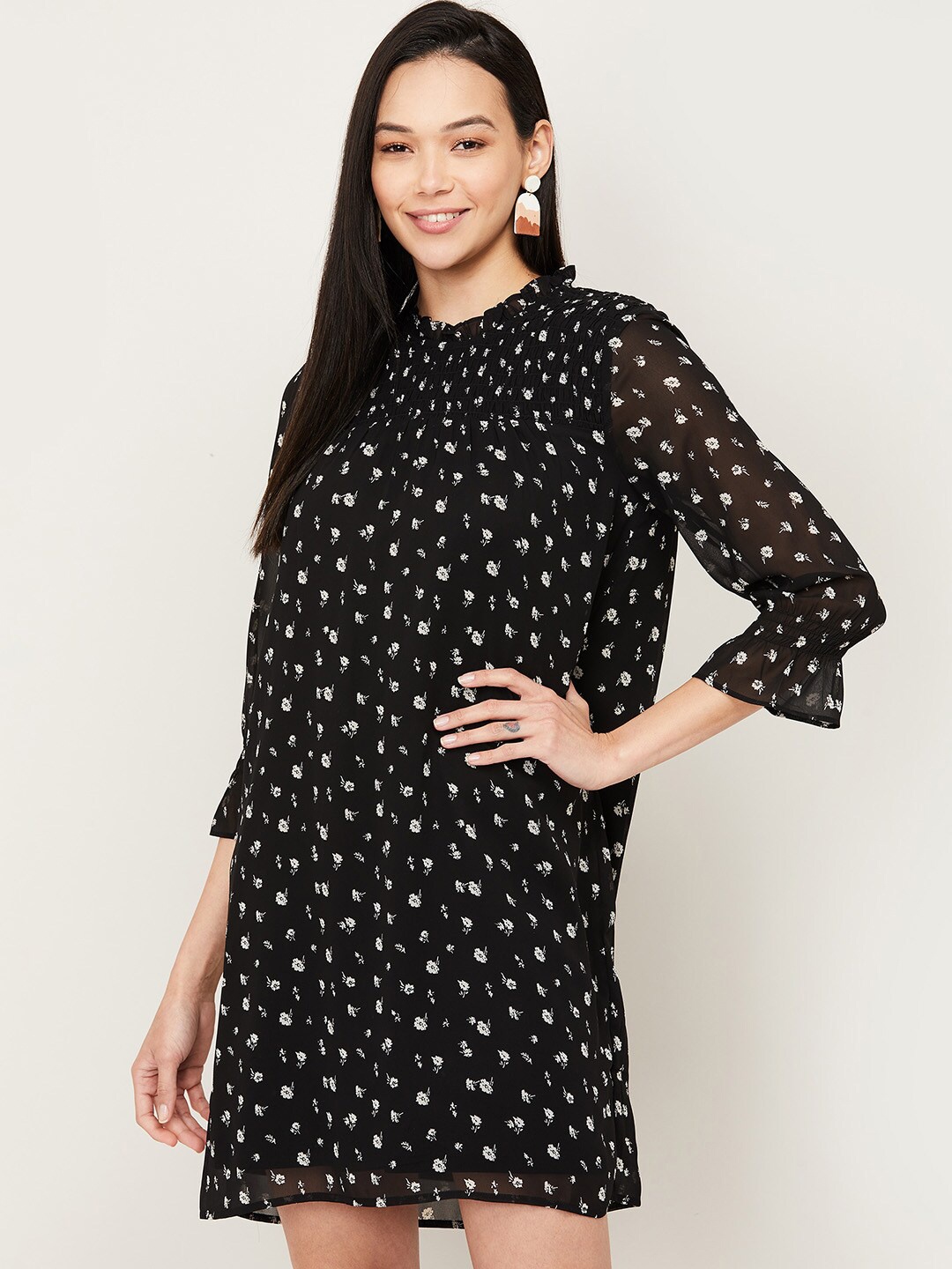 

Bossini Black Floral A-Line Dress