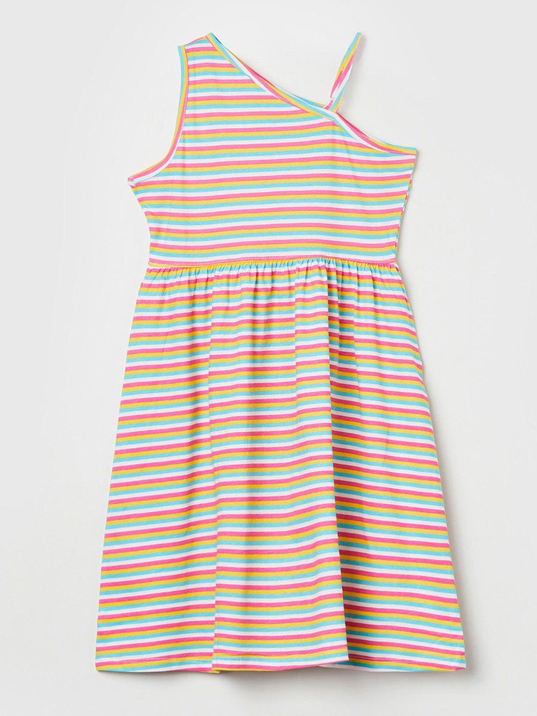 

Fame Forever by Lifestyle Girls White & Orange Striped Organic Cotton Dress