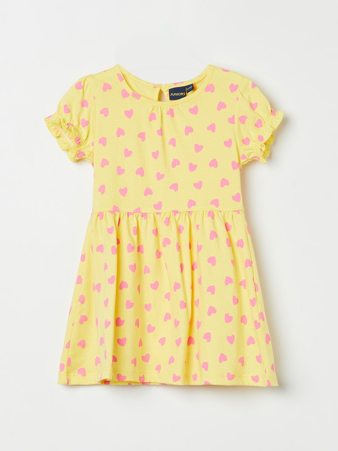 

Juniors by Lifestyle Girls Yellow Printed Organic Cotton Fit & Flare Dress