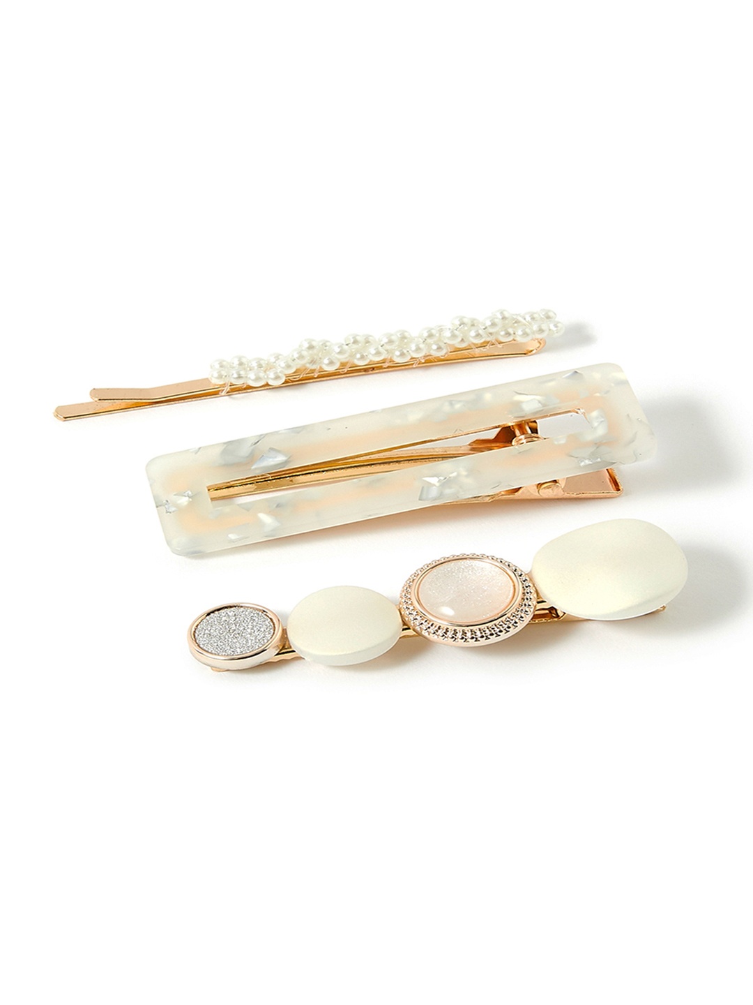 

Accessorize London Women Set of 3 Mixed Pretty Statement Hair Clips, White