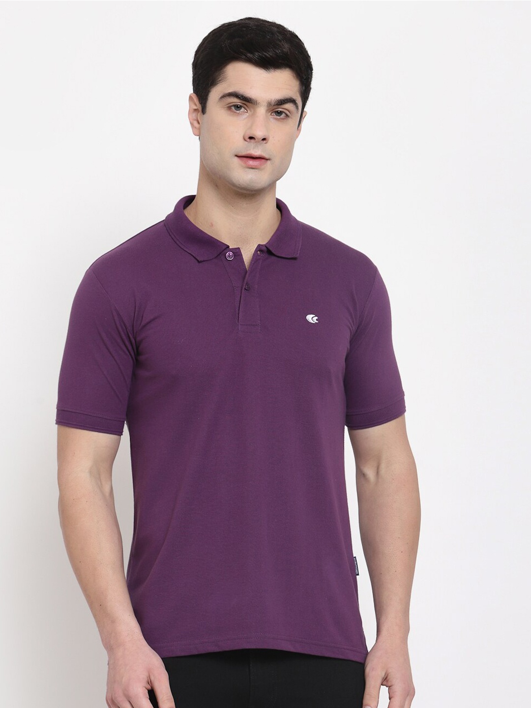 

Allen Cooper Men Purple Polo Collar Indigo T-shirt