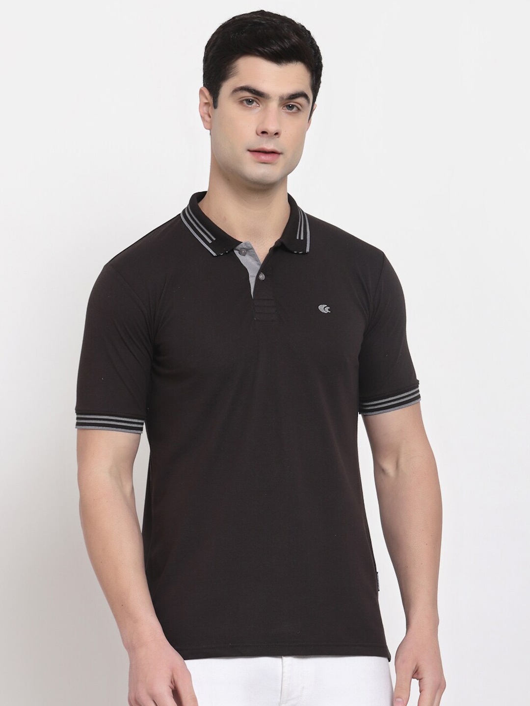 

Allen Cooper Men Black Polo Collar T-shirt