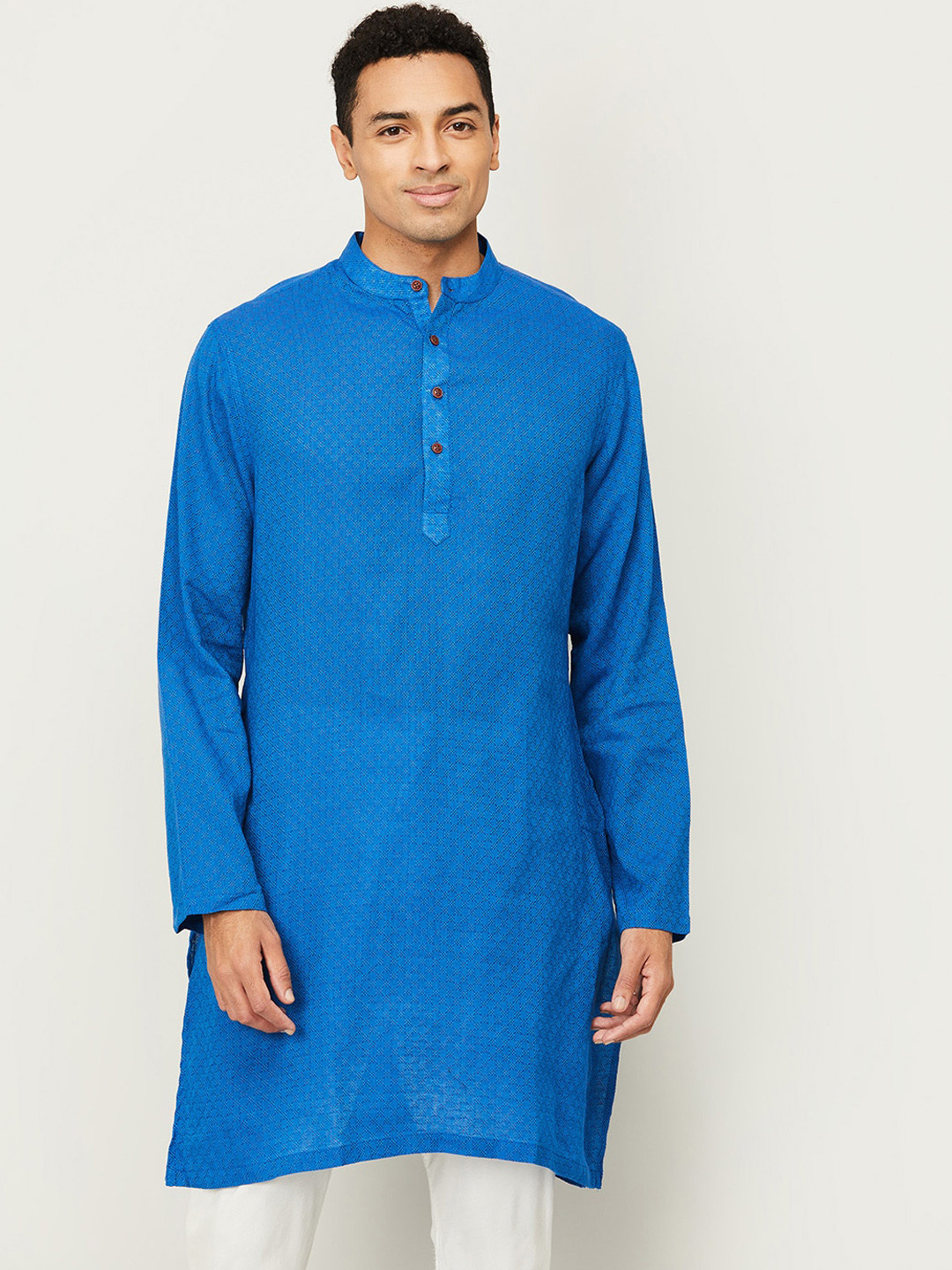 

Melange by Lifestyle Men Blue Self Design Thread Work Kurta