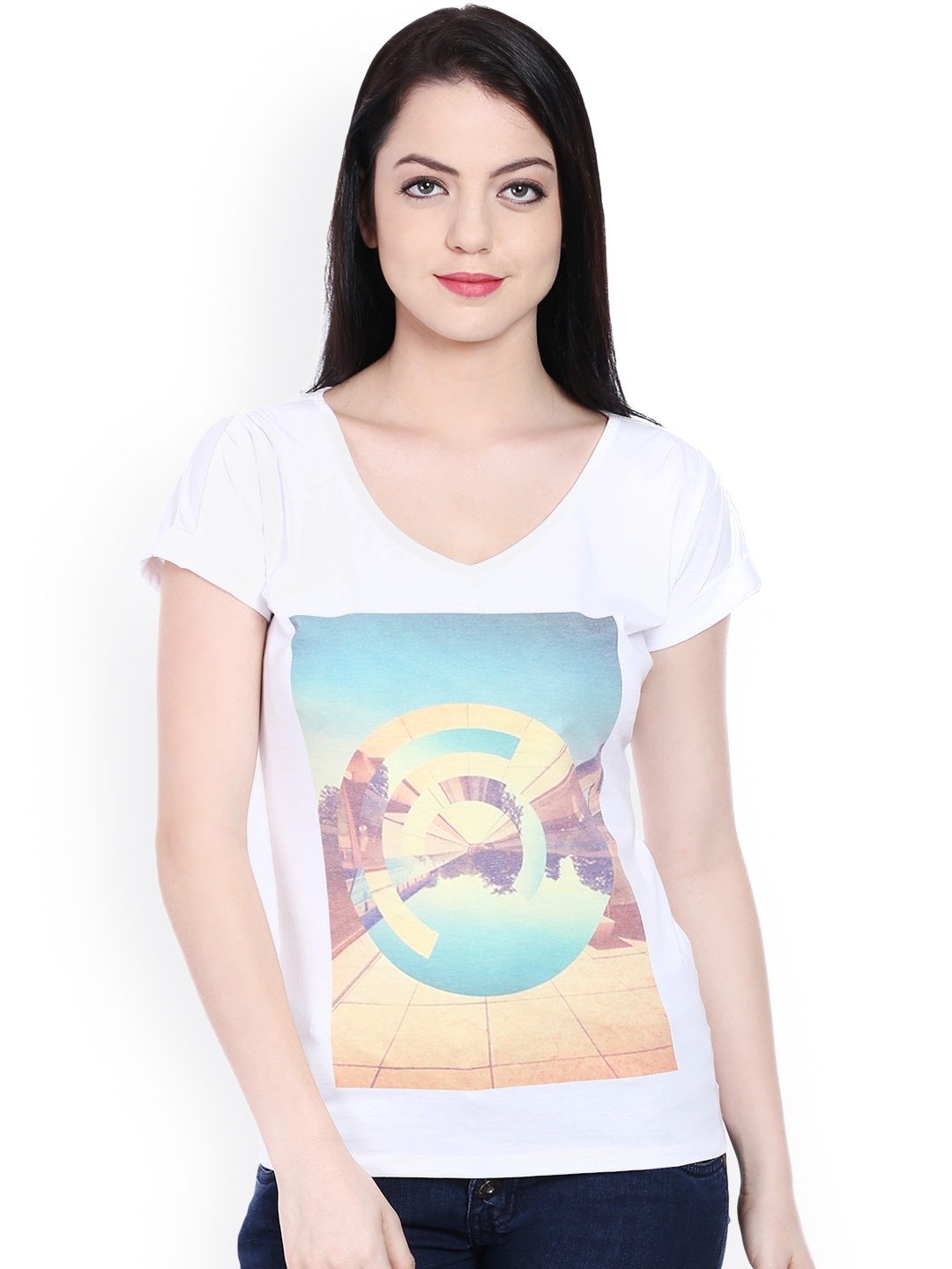

Style Quotient Women Off-White Printed Regular Top