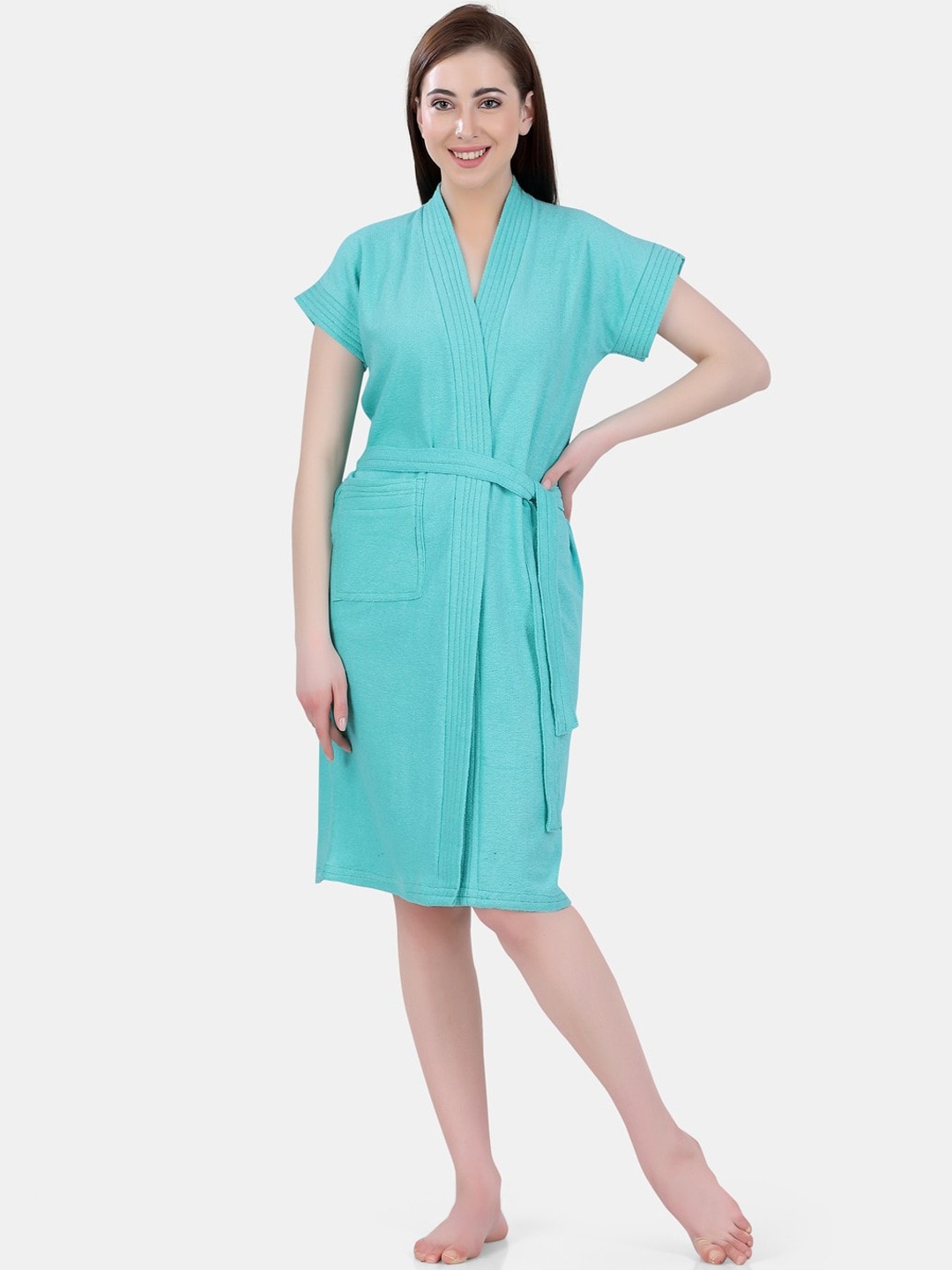 

POPLINS Women Green Solid Bath Robe