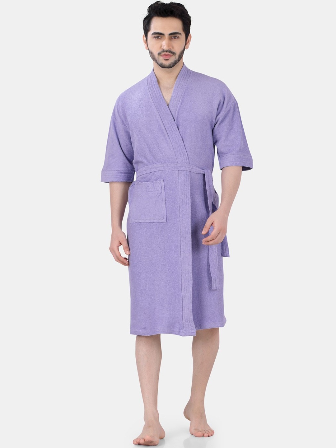 

POPLINS Men Lavender-Coloured Solid Bath Robe