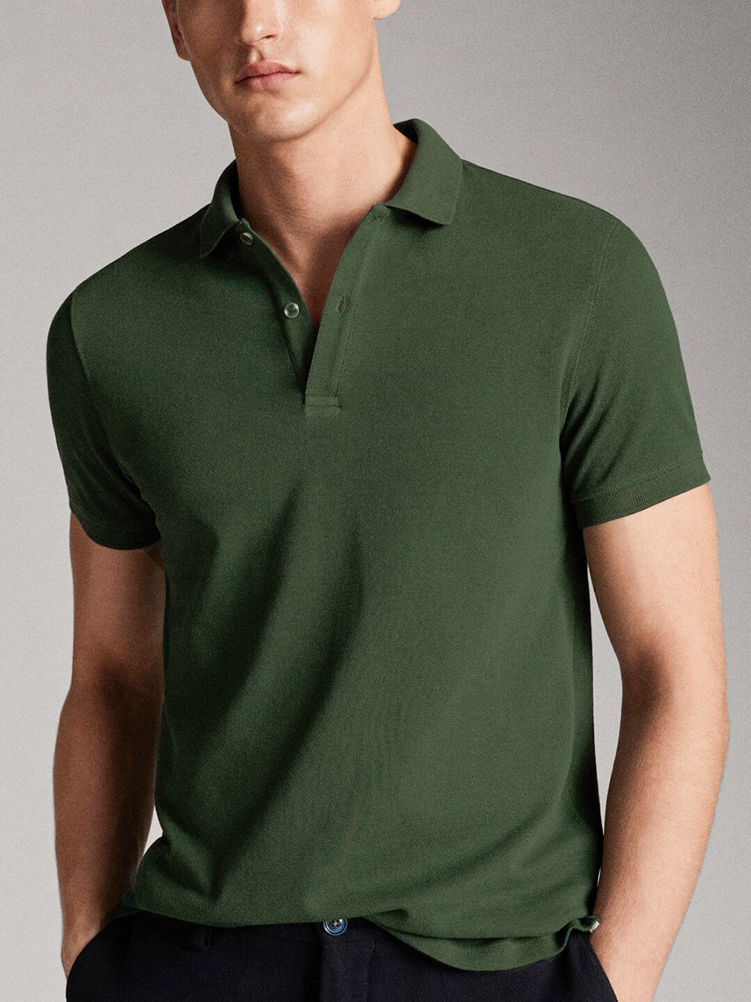 

The Souled Store Men Green Cotton Polo Collar T-shirt