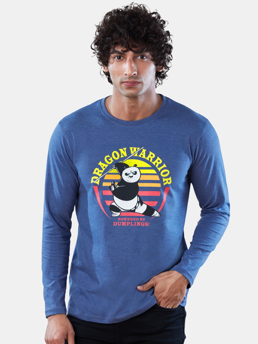 

The Souled Store Men Blue Printed Applique T-shirt