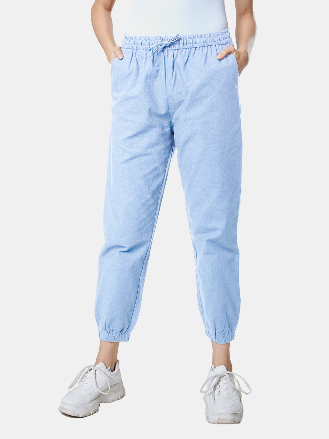 

The Souled Store Women Blue Solid Regular Fit Cotton Lounge Track Pants