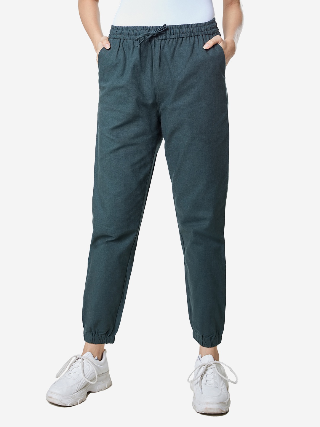 

The Souled Store Women Green Solid Cotton Lounge Joggers