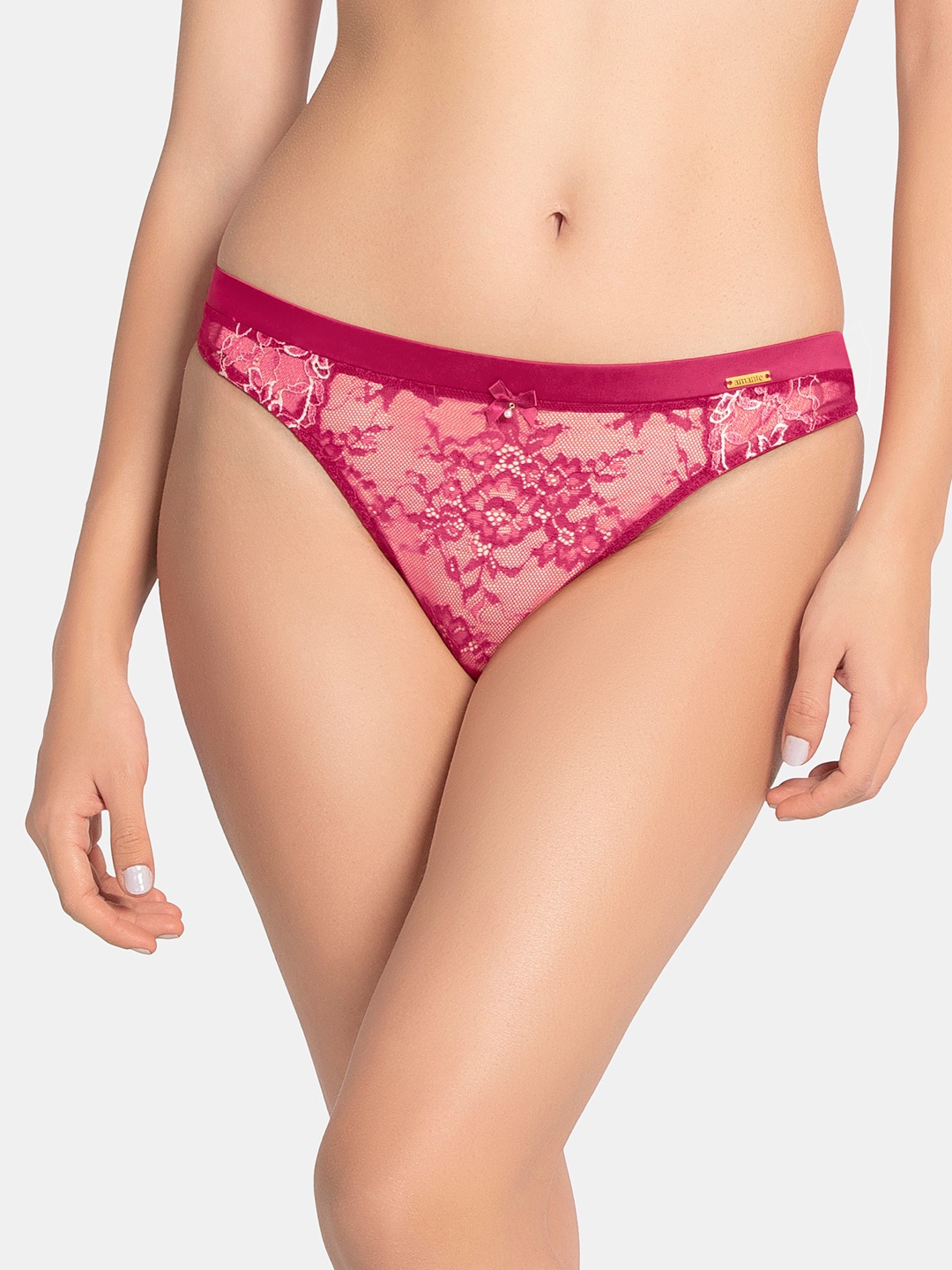 

Amante Women Maroon Self Design Lace Thongs