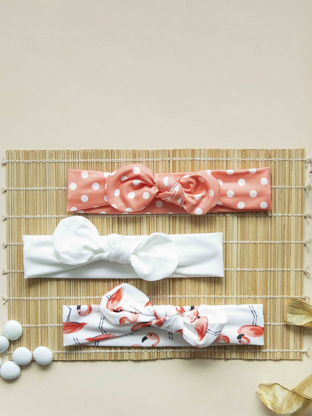 

KICKS & CRAWL Girls Set Of 3 Headbands, Peach