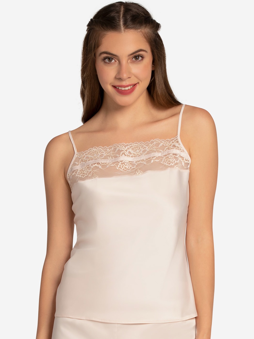 

Amante Women Pink Solid Satin Camisole