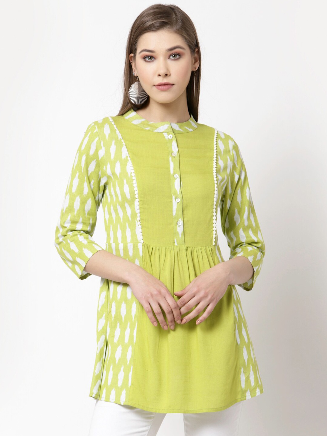 

Myshka Green & White Printed Tunic