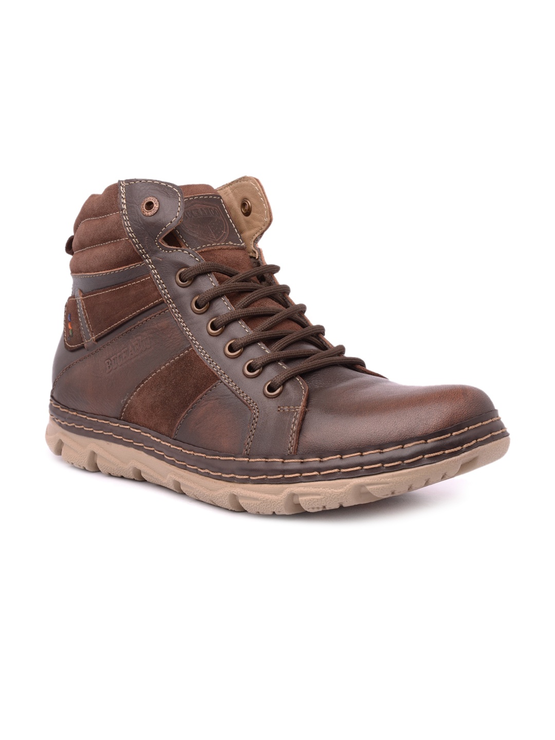 

Buckaroo Men Brown Solid Genuine Leather Mid-Top Boots