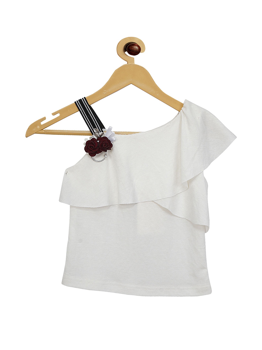 

Tiny Girl White One Shoulder Cape Top