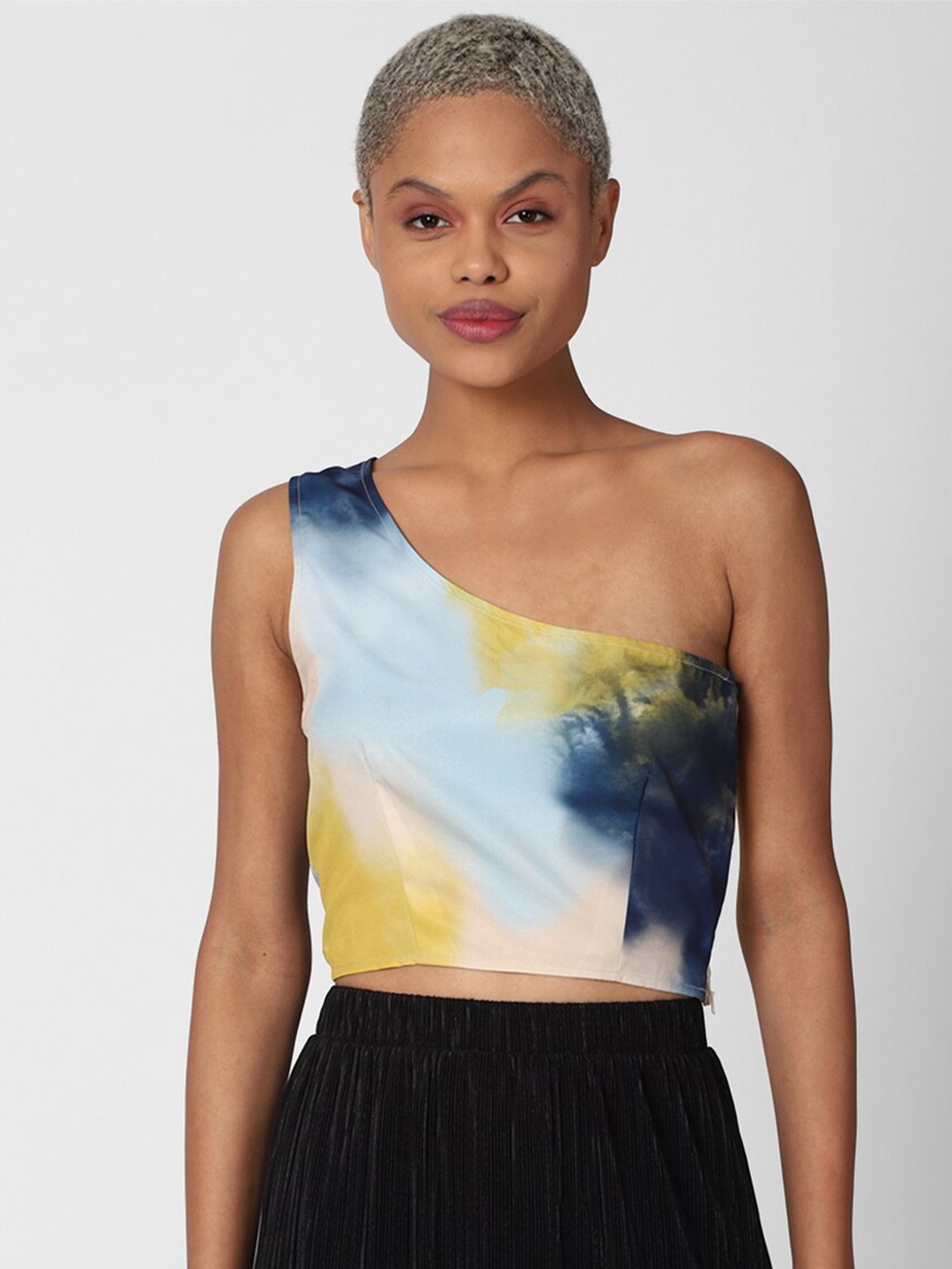 

FOREVER 21 Women Multicoloured Printed One Shoulder Top, Multi