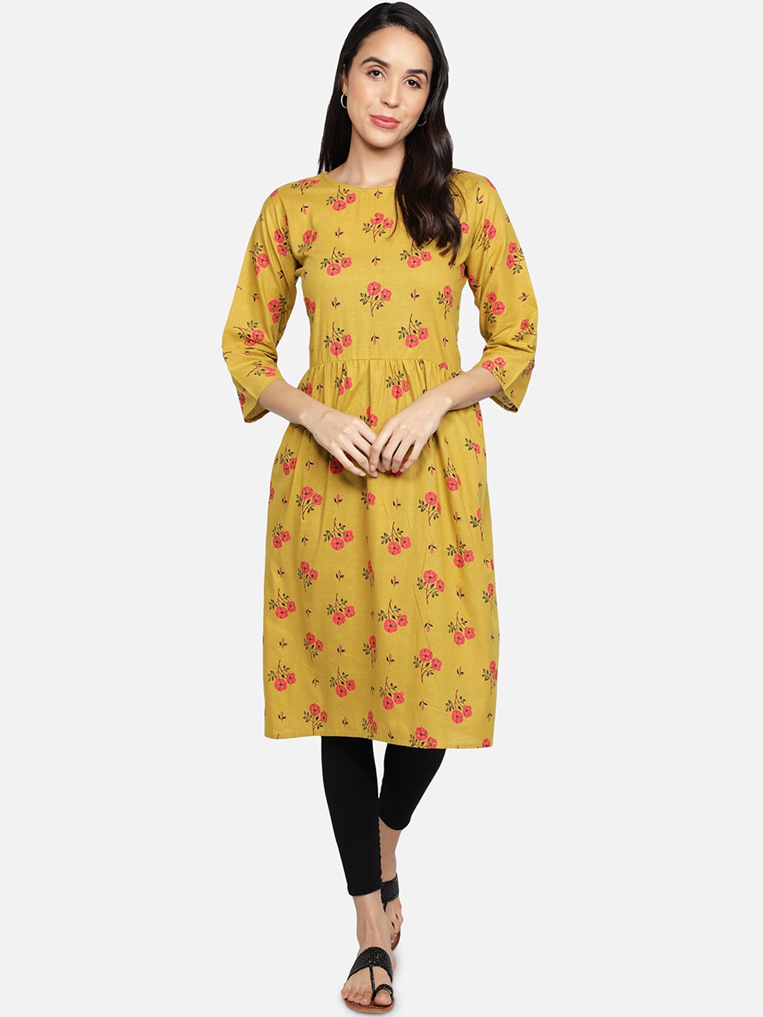 

Fabclub Women Yellow Printed Anarkali Kurta