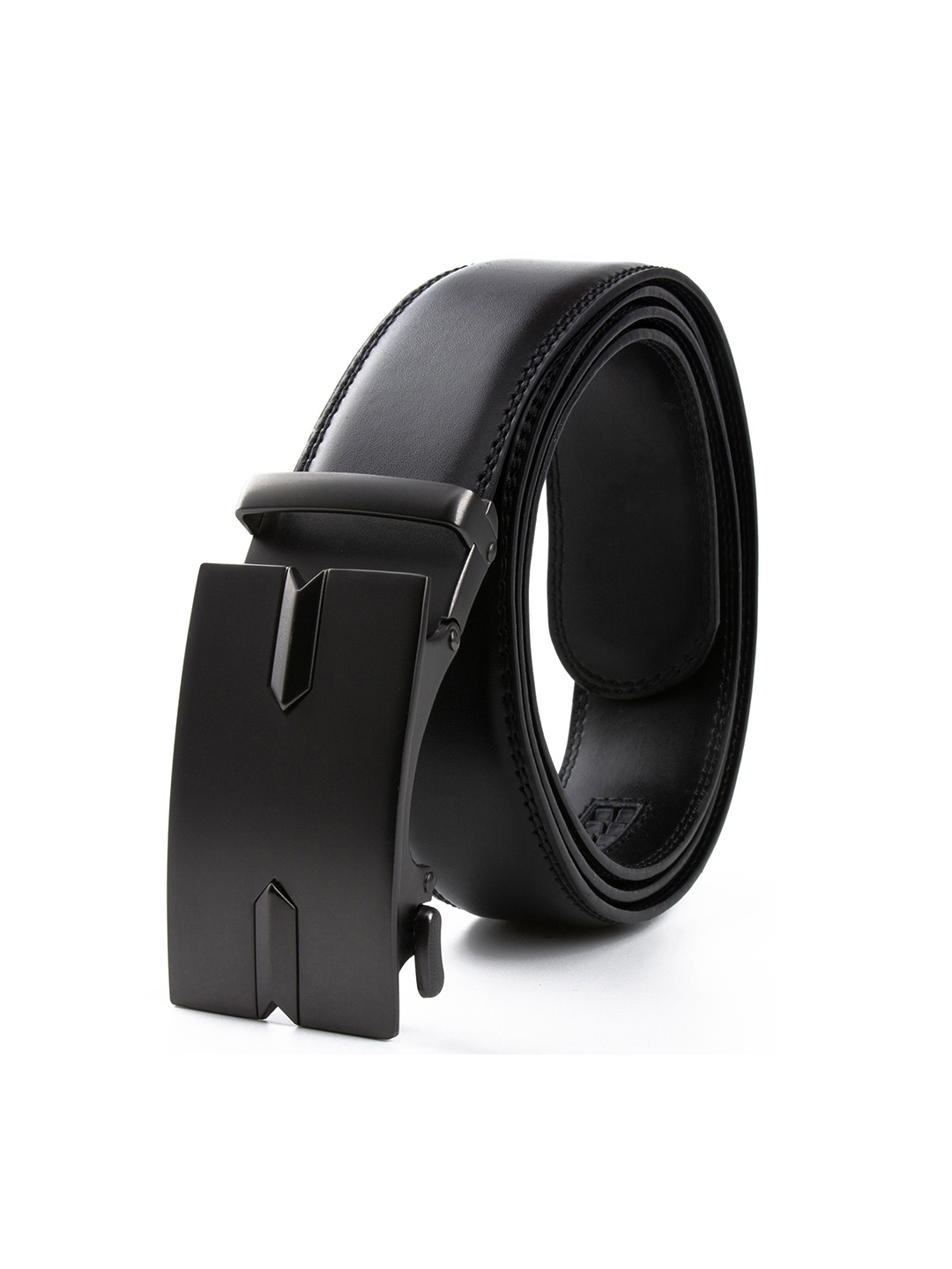 

CONTACTS Men Black Leather Auto Lock Buckle Belt