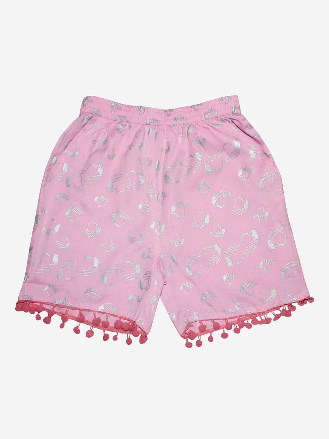 

KiddoPanti Girls Pink Printed Shorts